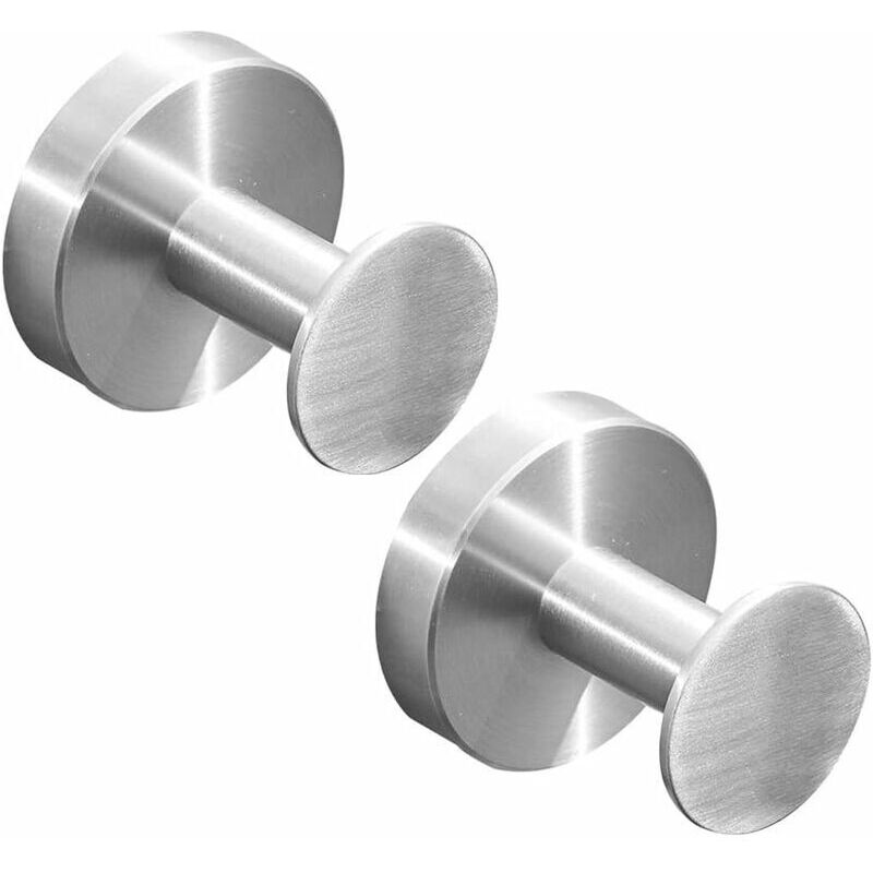 Patères en acier inoxydable, patères rondes pour salle de bain, murales, 2 pièces, argent