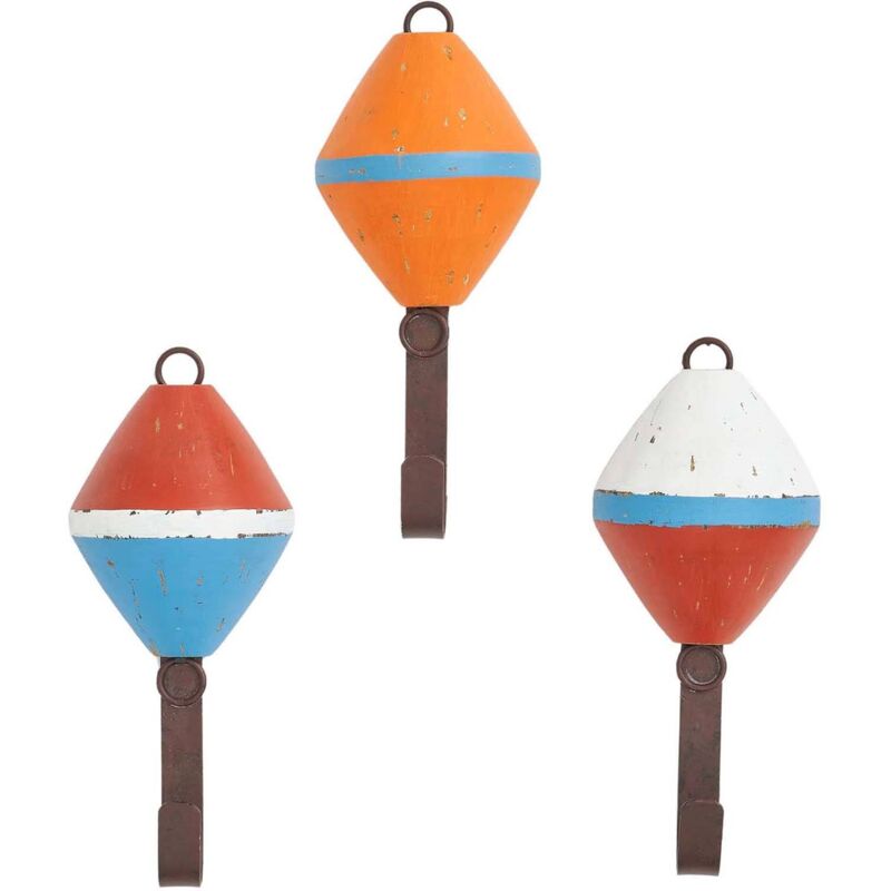 Batela - Patères en bois et métal Bouées (Lot de 3)