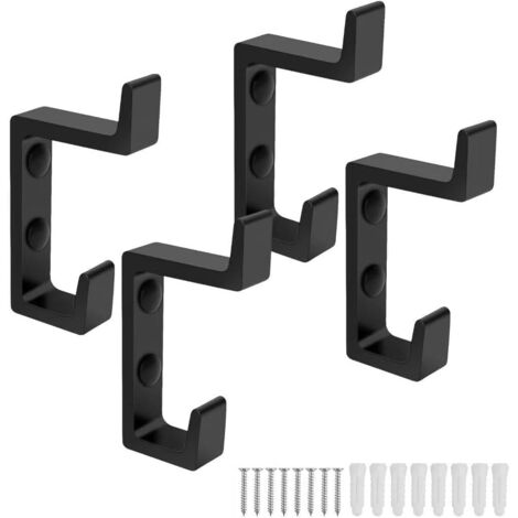 Patères, lot de 4 crochets en aluminium avec vis pour armoire, chambre, crochets muraux