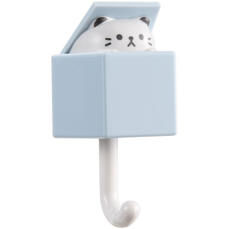 Patères murales originales et adorables pour suspendre chapeaux, manteaux, clés et serviettes. Design chat pratique, gris-bleu, pouvant également servir de décoration murale.