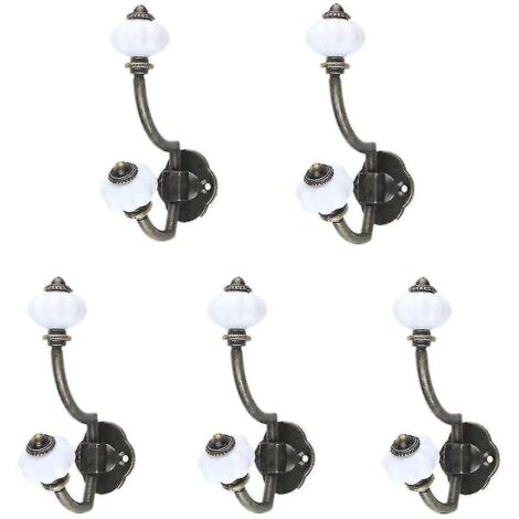 Patères murales rétro en céramique bronze, lot de 5, style champêtre