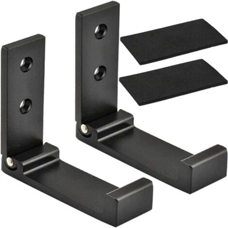 Patères pliantes en aluminium, patères pliantes murales, crochets pour casque, lot de 2 (noir)