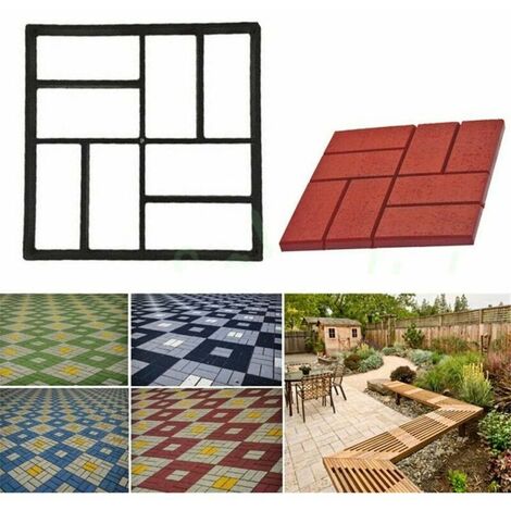 Path Maker 40 x 40 cm Moule Béton en Plastique pour Dalles Ciment Brique Pierre Route Moule à Pavé Réutilisable DIY de Jardin noir——
