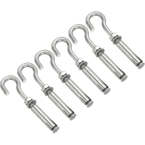 PATIKIL Crochet d'Expansion M8 - Lot de 6 crochet à Vis en Acier Inoxydable 340 pour Fixation Murale en Béton, Brique Ou Pierre, pour Suspendre Des Objets au Plafond - Couleur Argentée