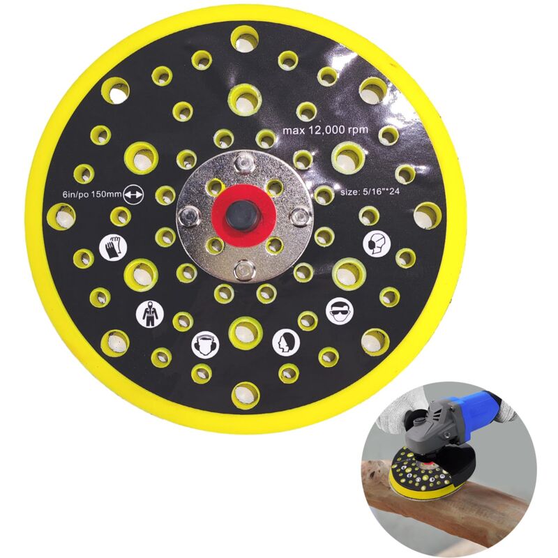 Patin de Ponçage de 150 mm,Plateau Ponceuse,54 trous,Base de ponçage,Plaque de support,Disque de Ponçage Compatible avec La Ponceuse Mirka CEROS