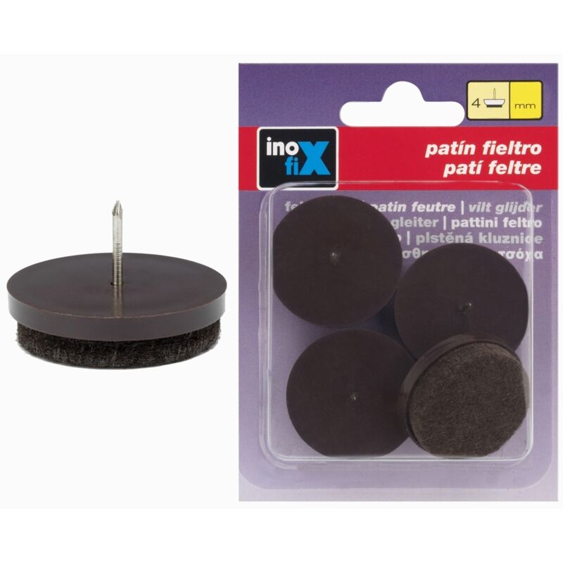 Pat�n deslizante fieltro � 35mm Inofix Marr�n 4 unidades 3149