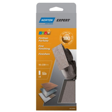 Patin Expert non perforé 93x230 grain 180 x 8 pièces - NORTON