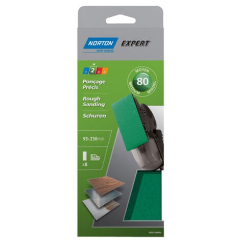 Patin Expert non perforé 93x230 grain 80 x 8 pièces - NORTON