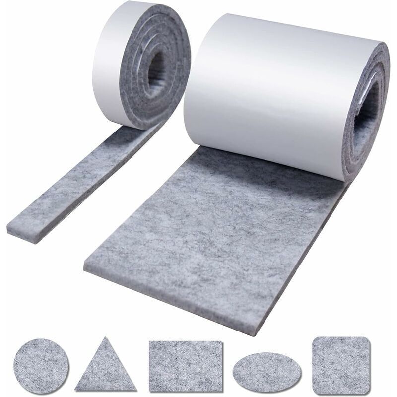 Patin meuble, patin feutre, 2 rouleau feutrine autocollante (100 × 10cm et 100 × 2cm), tampon patin chaise, patins glisseurs pour meubles et votre
