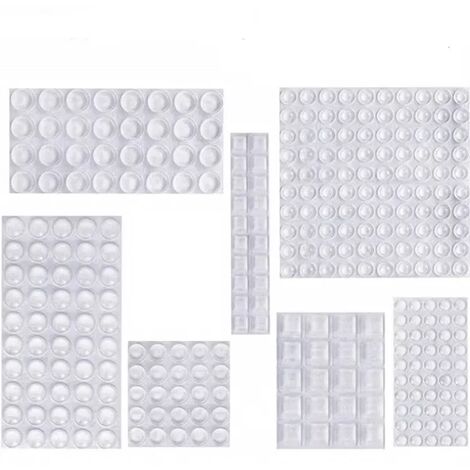 Patin Silicone, Anti-Bruit Butées Patins de Protection Caoutchouc Auto-Adhésif Tampon Transparent Pieds Antidérapant pour Porte Placard, Cuisine, Salle de Bain, Bureau 7 Tailles