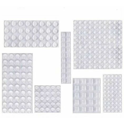 Patin Silicone, Anti-Bruit Butées Patins de Protection Caoutchouc Auto-Adhésif Tampon Transparent Pieds Antidérapant pour Porte Placard, Cuisine, Salle de Bain, Bureau 7 Tailles