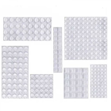 Patin Silicone, Anti-Bruit Butées Patins de Protection Caoutchouc Auto-Adhésif Tampon Transparent Pieds Antidérapant pour Porte Placard, Cuisine, Salle de Bain, Bureau 7 Tailles