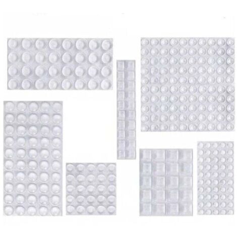 Patin Silicone, Anti-Bruit Butées Patins de Protection Caoutchouc Auto-Adhésif Tampon Transparent Pieds Antidérapant pour Porte Placard, Cuisine, Salle de Bain, Bureau 7 Tailles-Crezuo