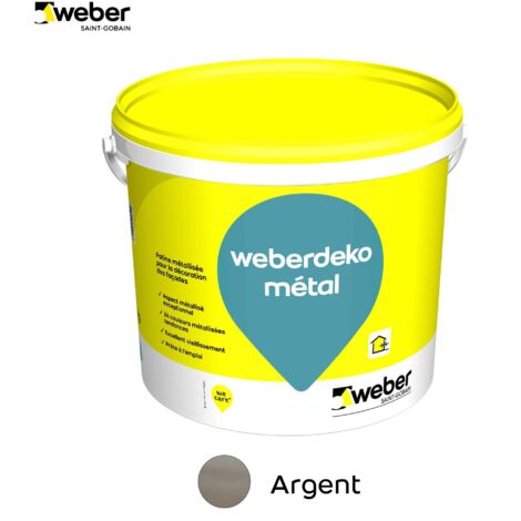 Patine métallisée pour la décoration des façades extérieures et parois Teinte Argent 15kg, Weberdeko métal
