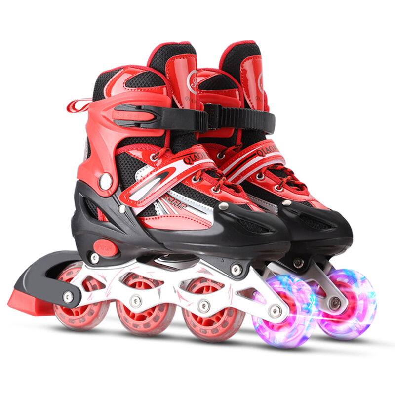 

Patines en línea iluminados ajustables con ruedas iluminadas para ninos y adultos para ninas y ninos, hombres y mujeres,Rojo, L