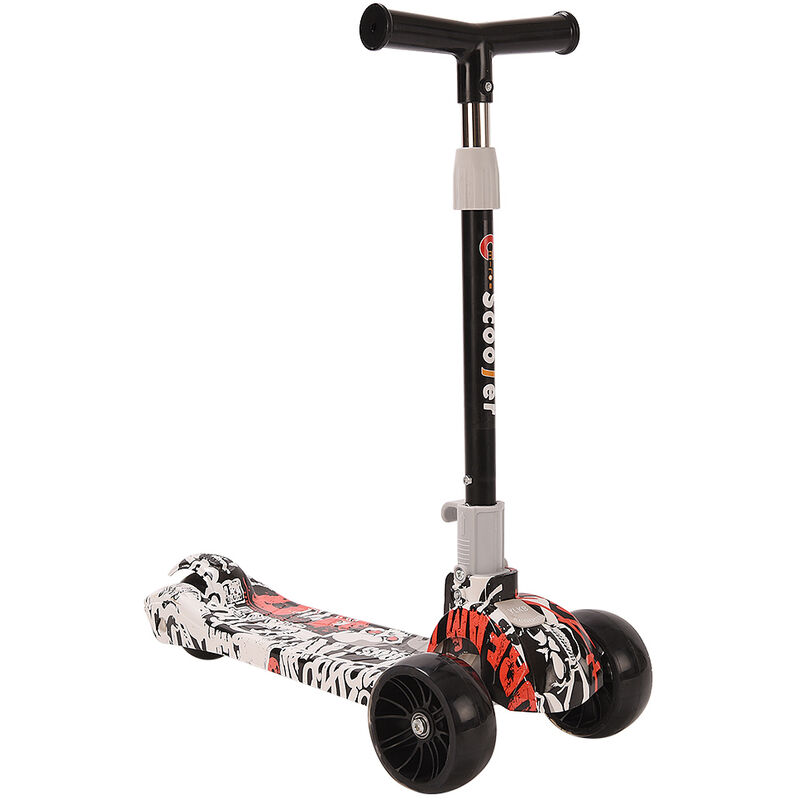 

Patinete para Niños, Scooter Plegable con LED ruedas,graffiti scooter para niños,Ajustable en altura Negro