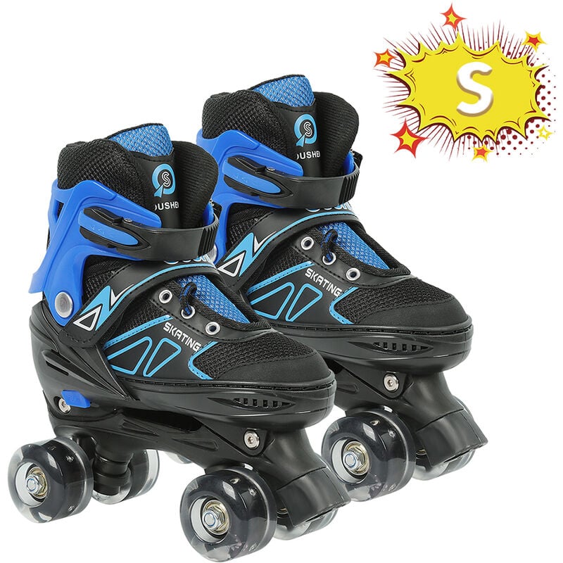 Patins à Roulettes avec 4 Roues pour Débutants Cadeau d'anniversaire Noël Bleu Noir s Lumineuse