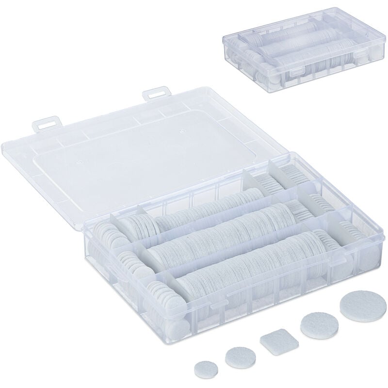 Relaxdays - Patins autoadhésifs, lot de 272, ronds & carrés, protection des rayures, pads en feutre, pour meubles, blanc