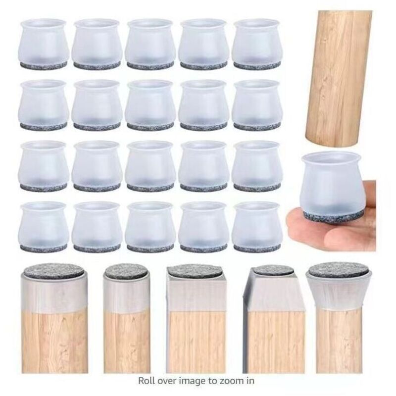 Patins de chaise, 20 pièces, protège-pieds de chaise, tampons de chaise, protecteurs de sol en silicone transparent pour pieds de chaise avec patins