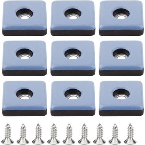 Patins de Meubles,Patins Meubles Téflon 25mm Pied de Chaise avec Vis,Pied de Chaise à Visser Carrés,pour Sol en Bois Carrelage,9pcs