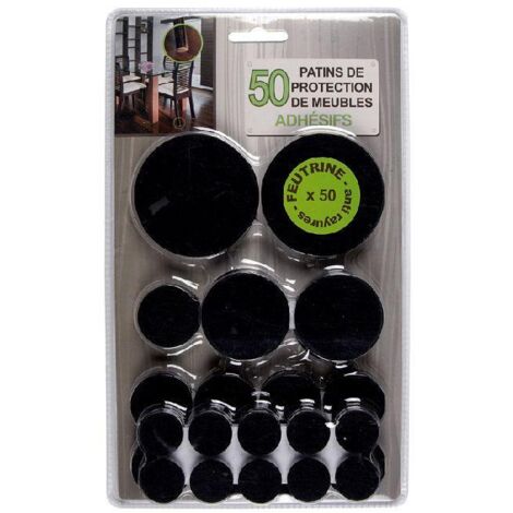 Patins de protection - CMP - Lot de 50 - Feutre - Adhésif - Noir