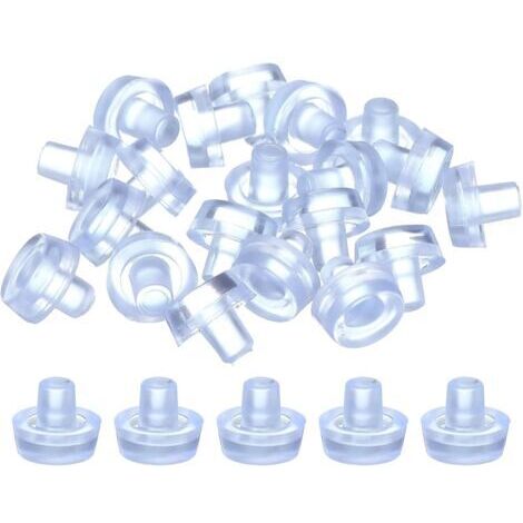 Patins De Table en Verre avec Tige, 20Pcs Patins Anti-Dérapants en Caoutchouc en Forme De Cèpe pour Trou De 6mm, Protège-Pieds Et Embouts pour Meubles (Transparent)