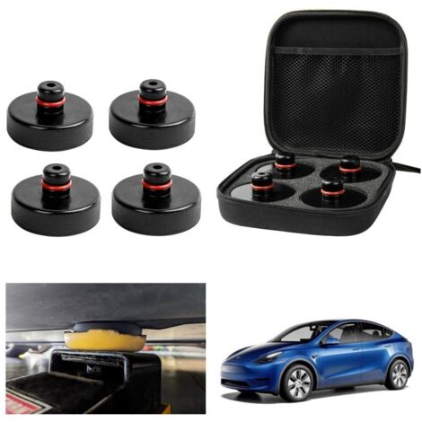 Patins en caoutchouc pour cric 4 pièces, compatibles Tesla Model Y, Juniper, Model 3, Highland SX, avec boîte de rangement et stabilisateurs pour point de levage
