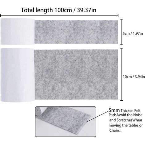 Patins en feutre antidérapants pour meubles – 2 rouleaux (100 pièces Ø10 cm + 100 pièces Ø5 cm) – gris, auto-adhésifs, haute adhérence