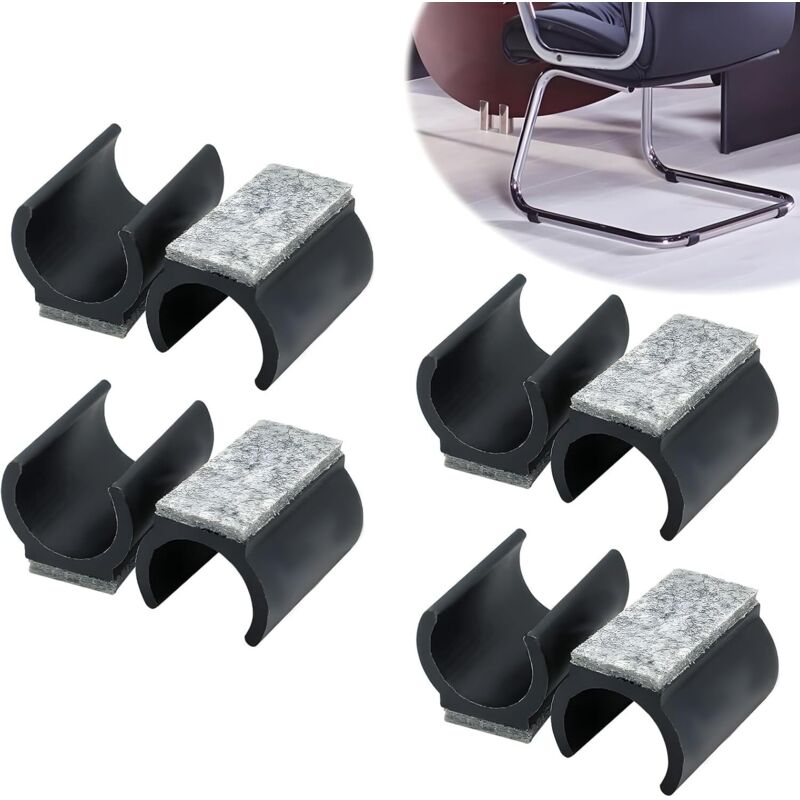 Patins en feutre pour chaise à bascule (8 pièces, 18-19 mm, noir)