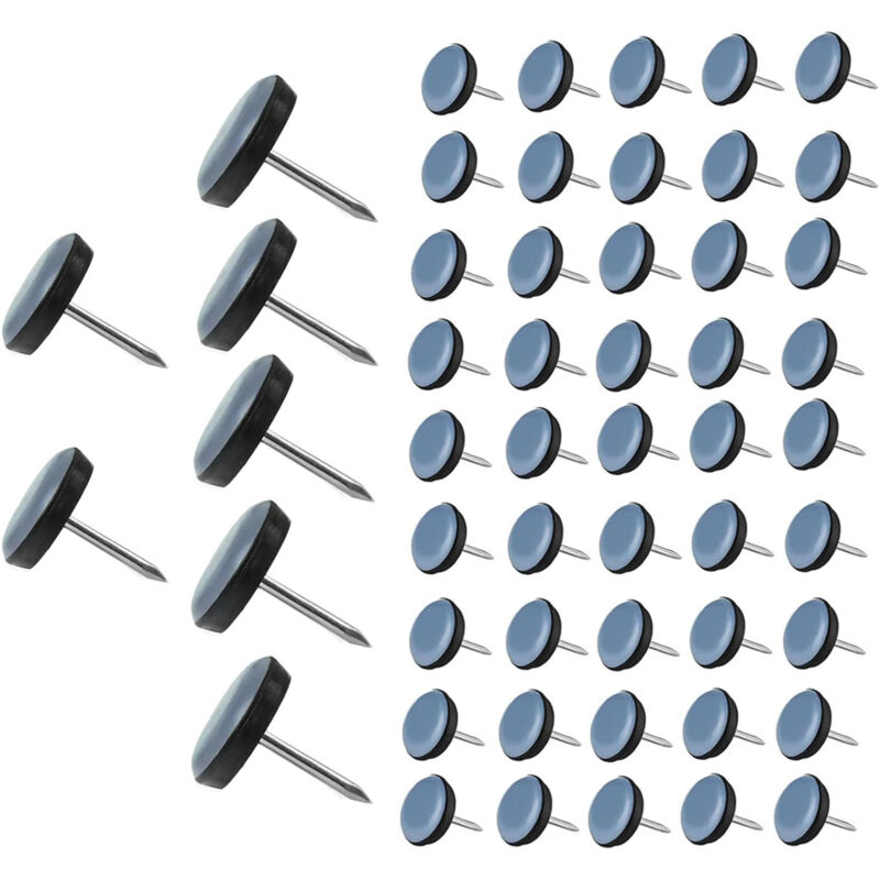 Patins en Téflon, 52 Pièces Patin Glisseur en Teflon ø 25 mm Patins de Meubles en Téflon, Patins de Meubles Professionnels Patin Glisseur avec Clous,