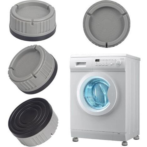 Patins pour lave-linge, 4 pièces, tapis amortisseur universel pour lave-linge, base antidérapante, pied de drainage anti-vibrations pour sèche-linge, réfrigérateur (gris)