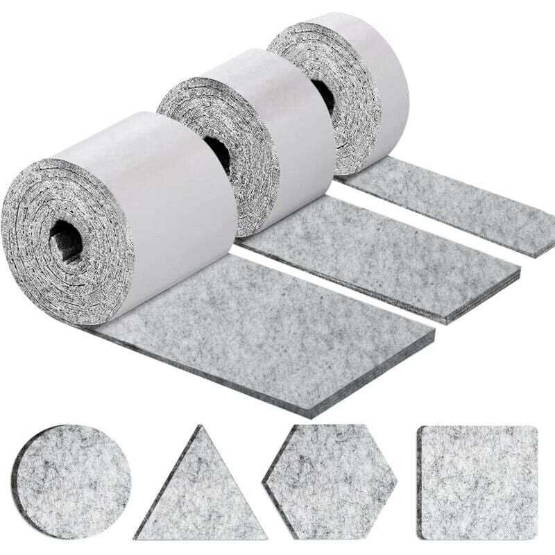 Patins pour Meubles Auto-adhésifs, Patins Chaises Meubles 3 Rouleaux (100 10cm+100 5cm+100 2cm), Tampon Chaise 4mm-Épais Patin Feutre