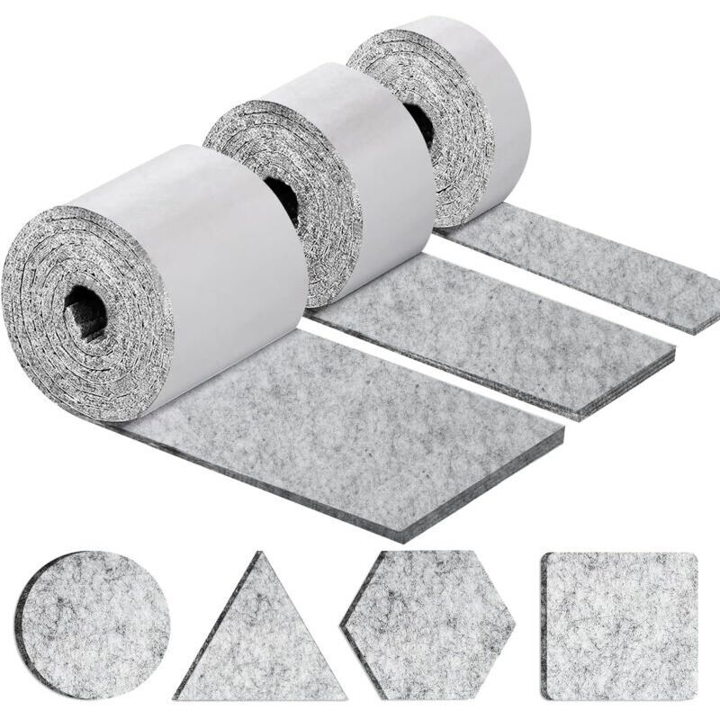 Patins pour Meubles Auto-adhésifs, Patins Chaises Meubles 3 Rouleaux (100 10cm+100 5cm+100 2cm), Tampon Chaise 4mm-Épais Patin Feutre