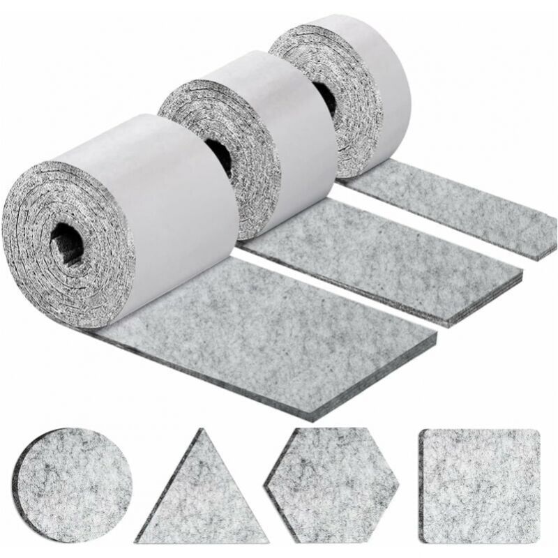 Patins pour Meubles Auto-adhésifs, Patins Chaises Meubles 3 Rouleaux (100x10cm+100x5cm+100x2cm), Tampon Chaise 5mm-Épais Patin Feutre