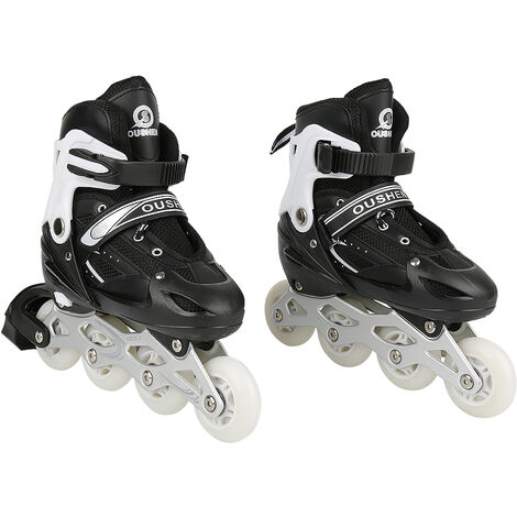 Patins réglables pour enfants taille S（31-34）, pour hommes et femmes Patins réglables pour enfants noir