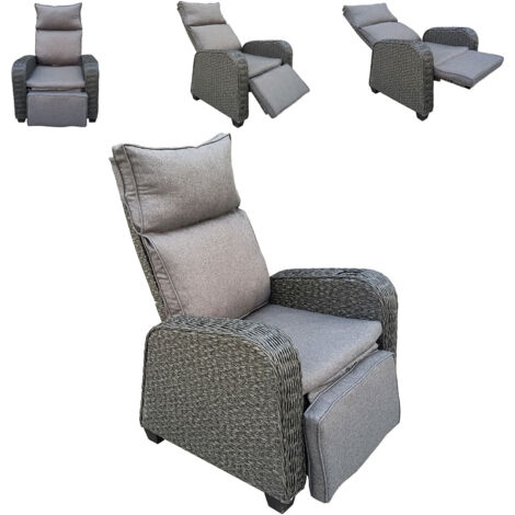 Patio Adjustable Recliner Chair with Cushions - Dark Grey