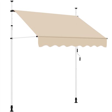 Patio Awning Yaheetech 2x1.2m Retractable Awning Free Standing Awning,Beige - beige