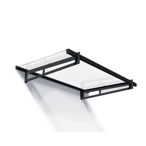 Patio Cover Bremen Door Awning Canopy 1500 Clear - Aluminium/Acrylic - L150 x W93.5 x H18.7 cm - Dark Grey
