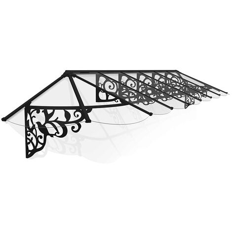 Patio Cover Lily Extendable Series Canopy Door Awning Kit 4700 Clear - Acrylic - L472.6 x W88 x H70 - Black