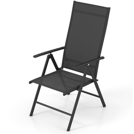 Patio Folding Dining Chairs Adjustable Outdoor Reclining Chairs w/Armrests