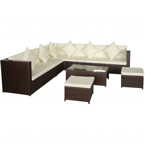 Patio Furniture  Brown  PE Rattan, Powder-Coated Steel, Polyester vidaXL