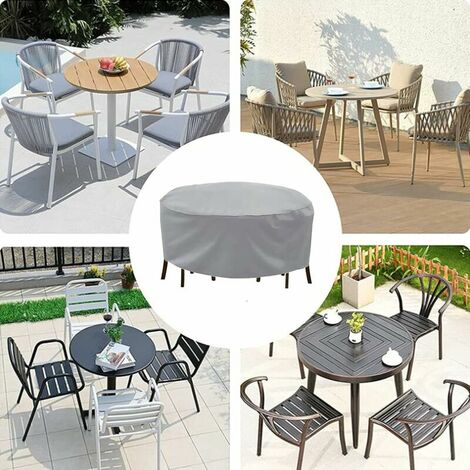 Patio Furniture Cover - Grey, 80x58cm, Tear Resistant 210D Oxford Fabric - Waterproof, Windproof, Anti-UV, Round Garden Table Cover, And Suitable For Most Outdoor Furniture