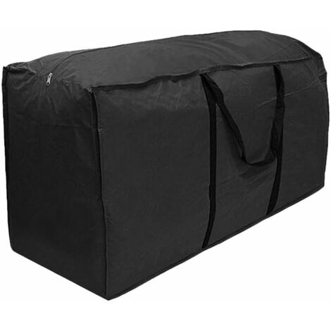 Patio Furniture Cushion Storage Bag, Waterproof Lightweight Carry Handbag for Outdoor Garden Cushion Pad (122 x 39 x 55 cm Black)