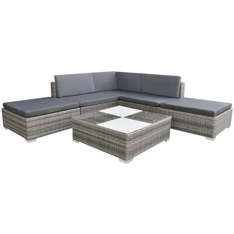 Patio Furniture  Grey  Powder-coated steel, PE rattan, glass, polyester vidaXL