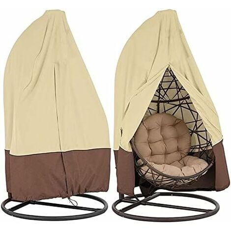 HIASDFLS Patio Hanging Chair Cover Egg Patio Chair Covers Waterproof Heavy Duty Patio Chair Cover with Zipper for Outdoor Furniture (75"H X 45"D, Beige)
