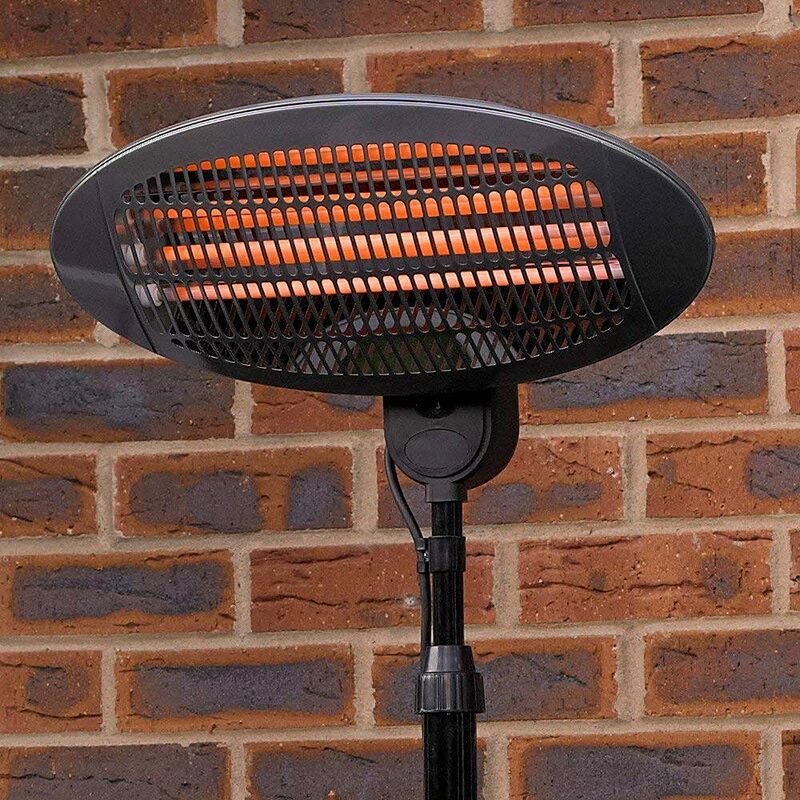 Patio Heater 2KW Free Standing Water Resistant Tilting Electric Patio Heater - 3 Power Settings