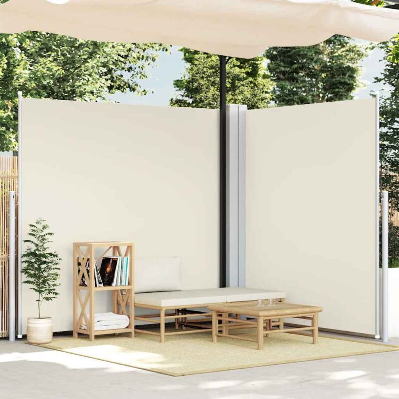 Patio Retractable Double Side Awning 170x600 Cm Cream Vidaxl