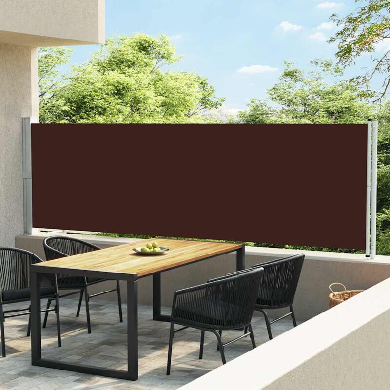Patio Retractable Side Awning 140x600 Cm Brown Vidaxl