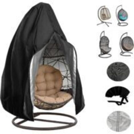 Patio Suspendus Oeuf Chaise Couverture Rotin Extérieur en Osier Balançoire Chaise Étanche Anti-Poussière Couverture De Meubles De Jardin avec Fermeture À Glissière, 190X115Cm