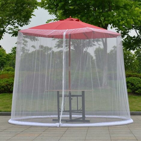 Patio Umbrella Mosquito Net, Mosquito Net for Gazebo - Outdoor Garden Umbrella Table Screen Parasol Mosquito Net Cover Mosquito Net Cover white